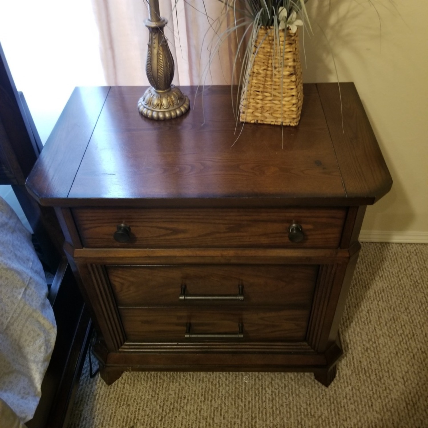 Raymour & Flanigan Dark Brown Wood Nightstand - image-1