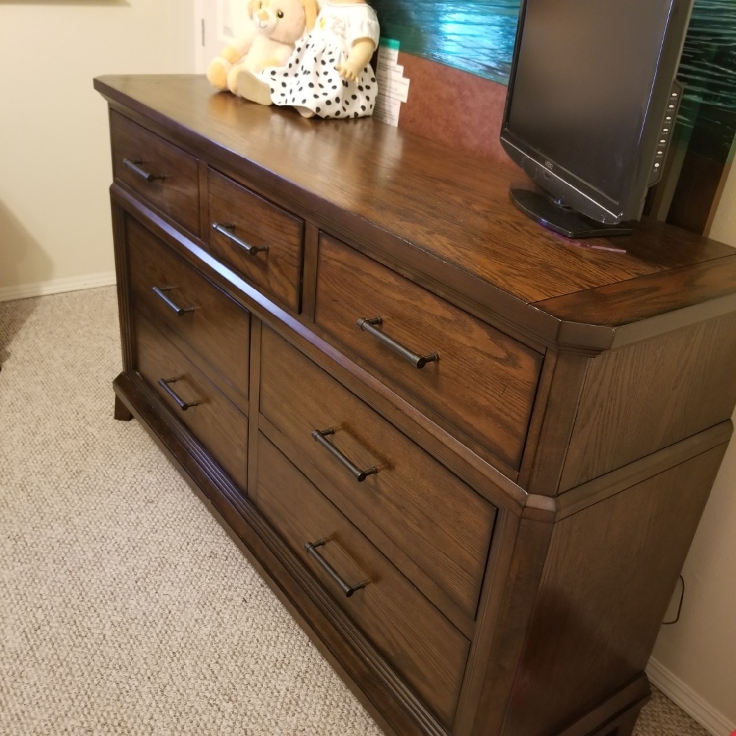 Raymour & Flanigan Acorn Hill Dark Brown Wood Dresser/Mirror - image-1