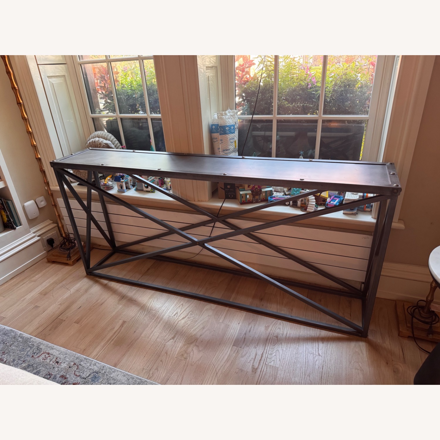Restoration Hardware X-Brace Iron Console Table - image-1