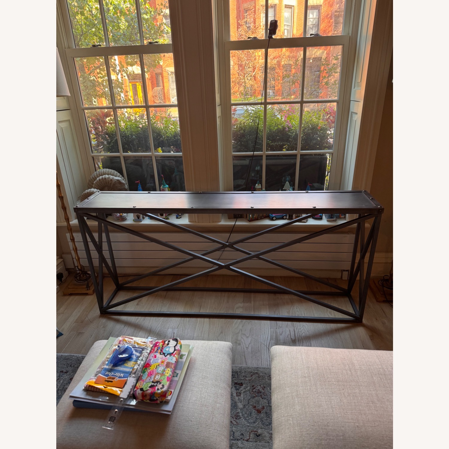 Restoration Hardware X-Brace Iron Console Table - image-3