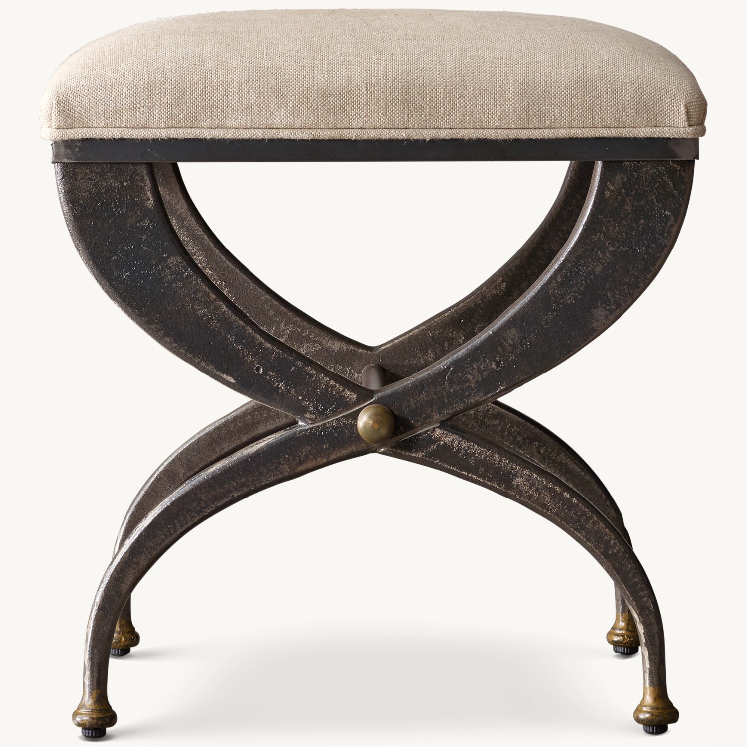 Restoration Hardware Metal Fabric Stool - image-0