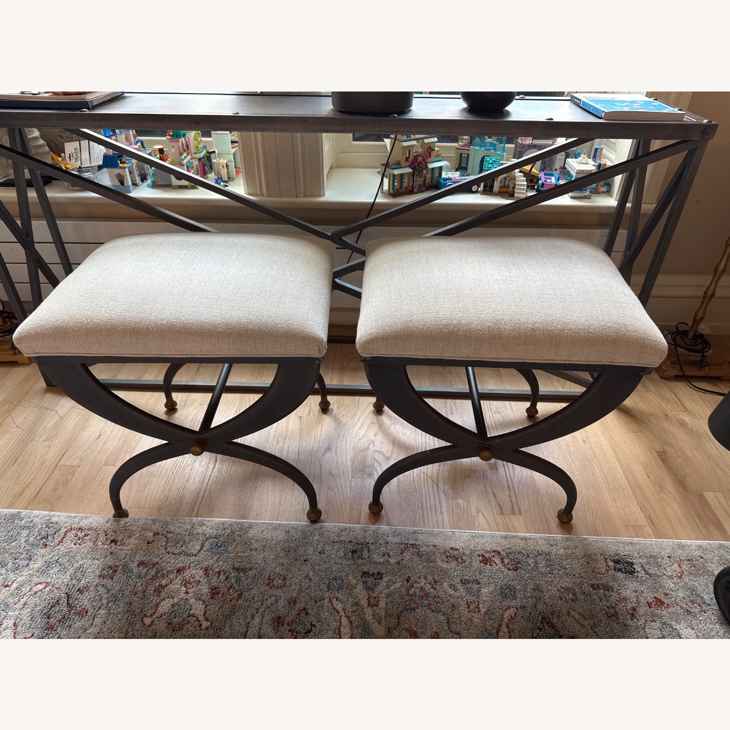 Restoration Hardware Metal Fabric Stool - image-3