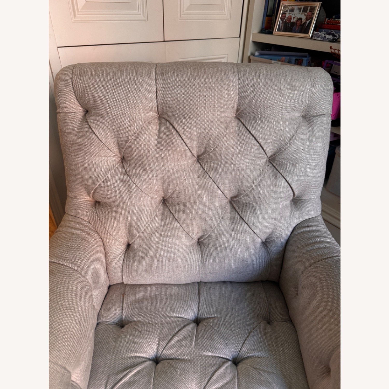 Restoration Hardware Tufted Beige Armchair - image-13