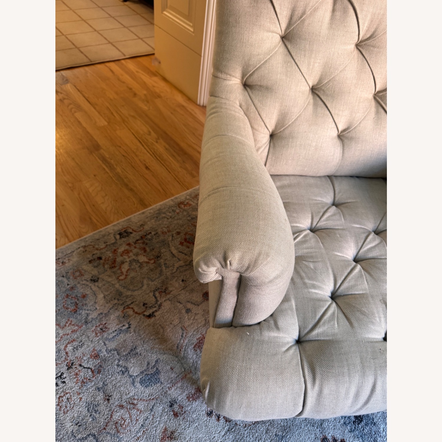Restoration Hardware Tufted Beige Armchair - image-1