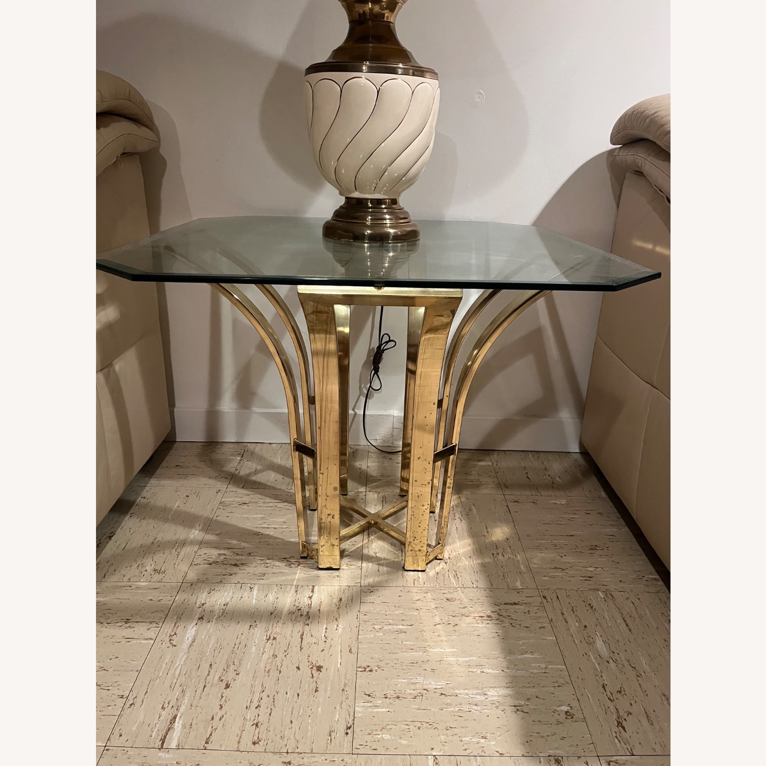 Hollywood Regency Tulip Gold Side Table - image-6