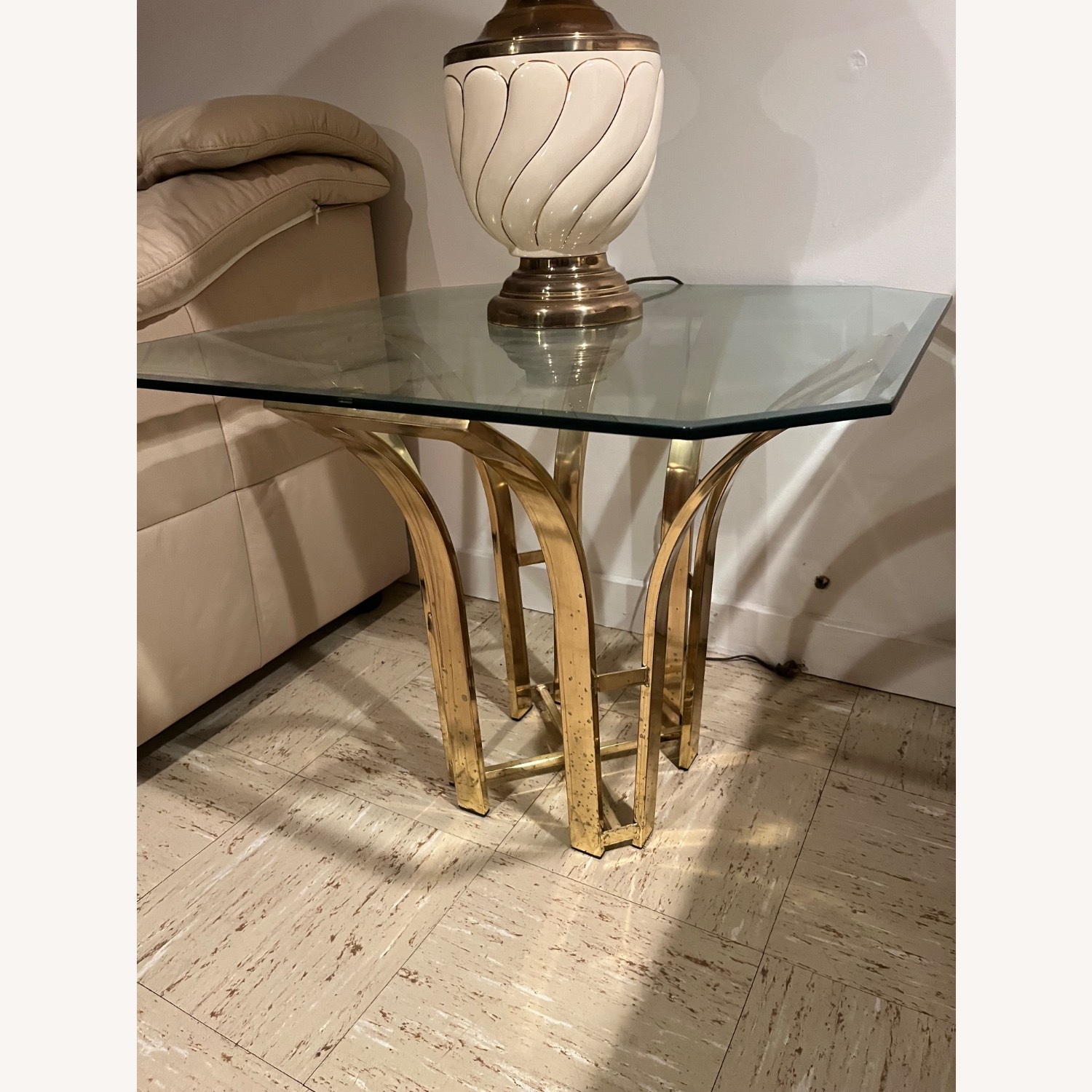 Hollywood Regency Tulip Gold Side Table - image-8