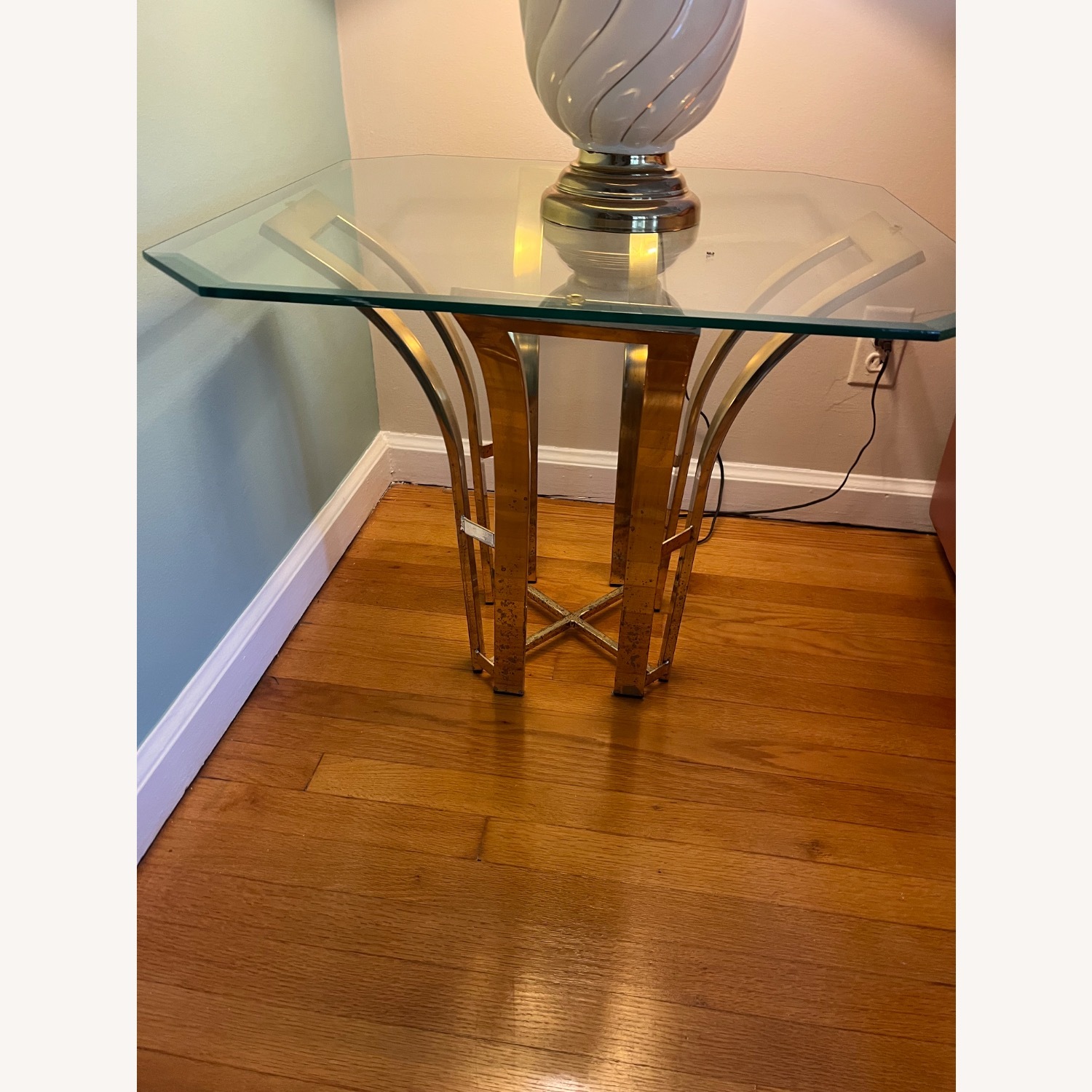 Hollywood Regency Tulip Gold Side Table - image-3