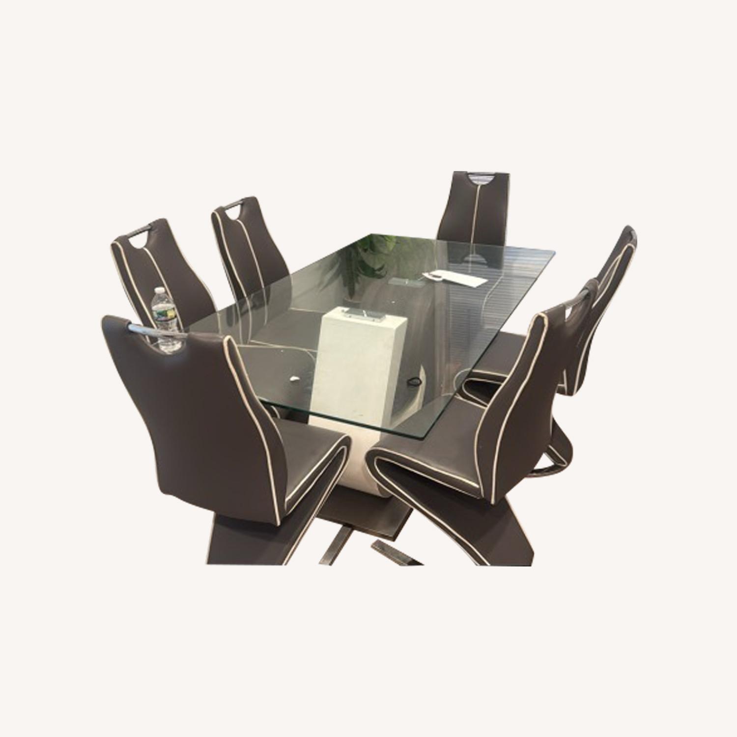 Light Gray Glass Dining Sets - image-0