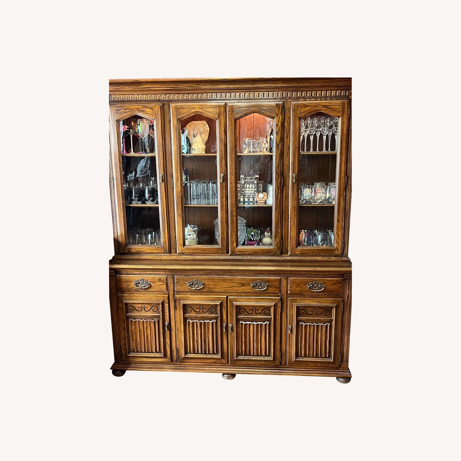 Ethan Allen Royal Charter Oak China Cabinet - image-0