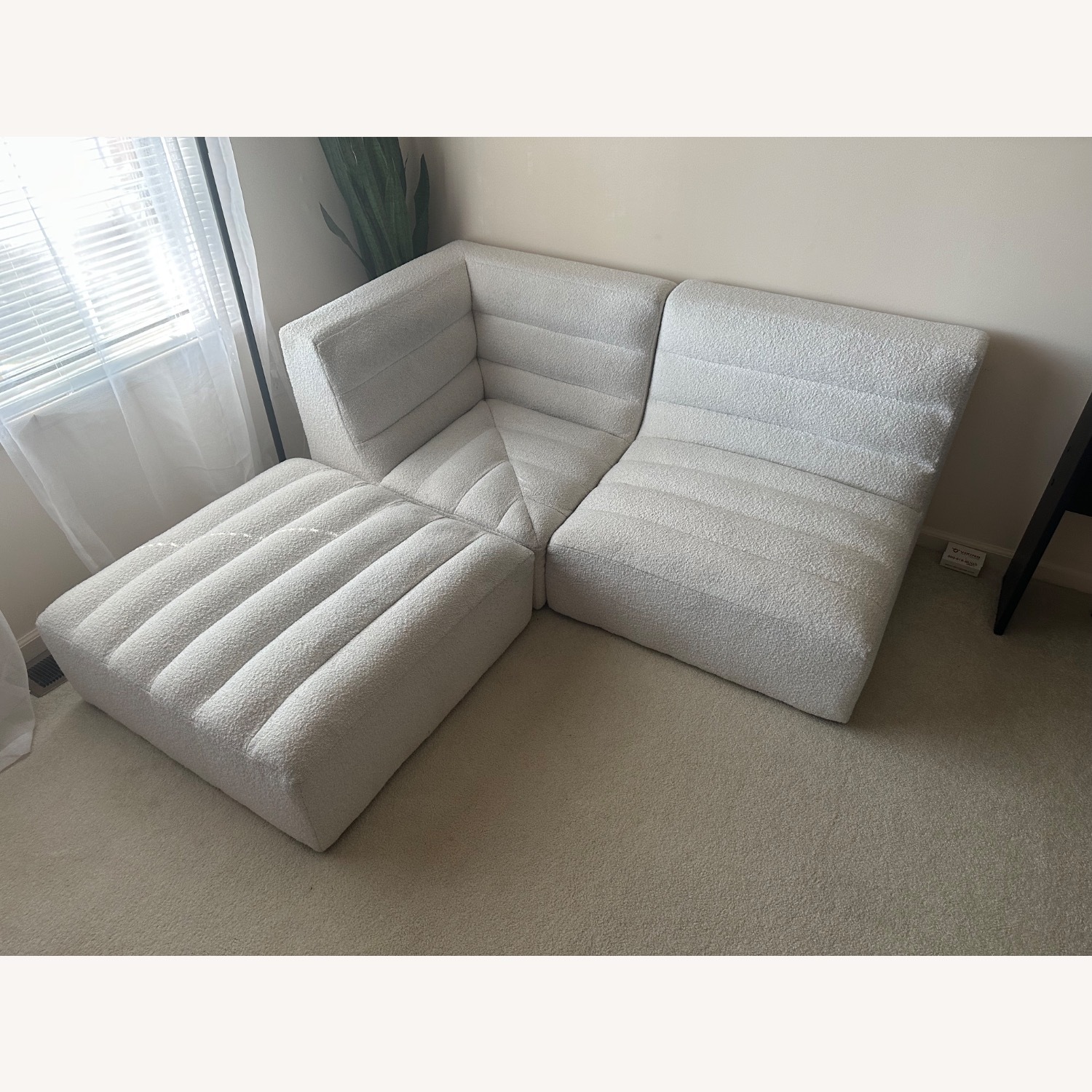 Pb Teen Hudson White Boucle 3+ Piece Sectional - image-5