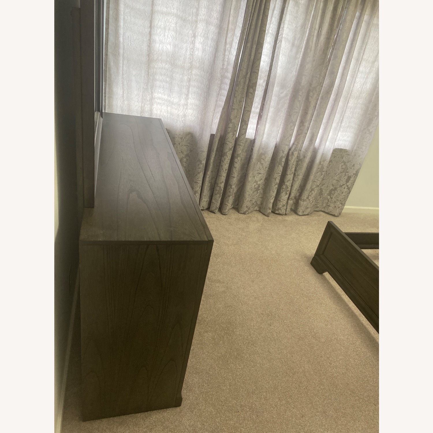 Dark Gray Wood Dresser with Mirror - image-3
