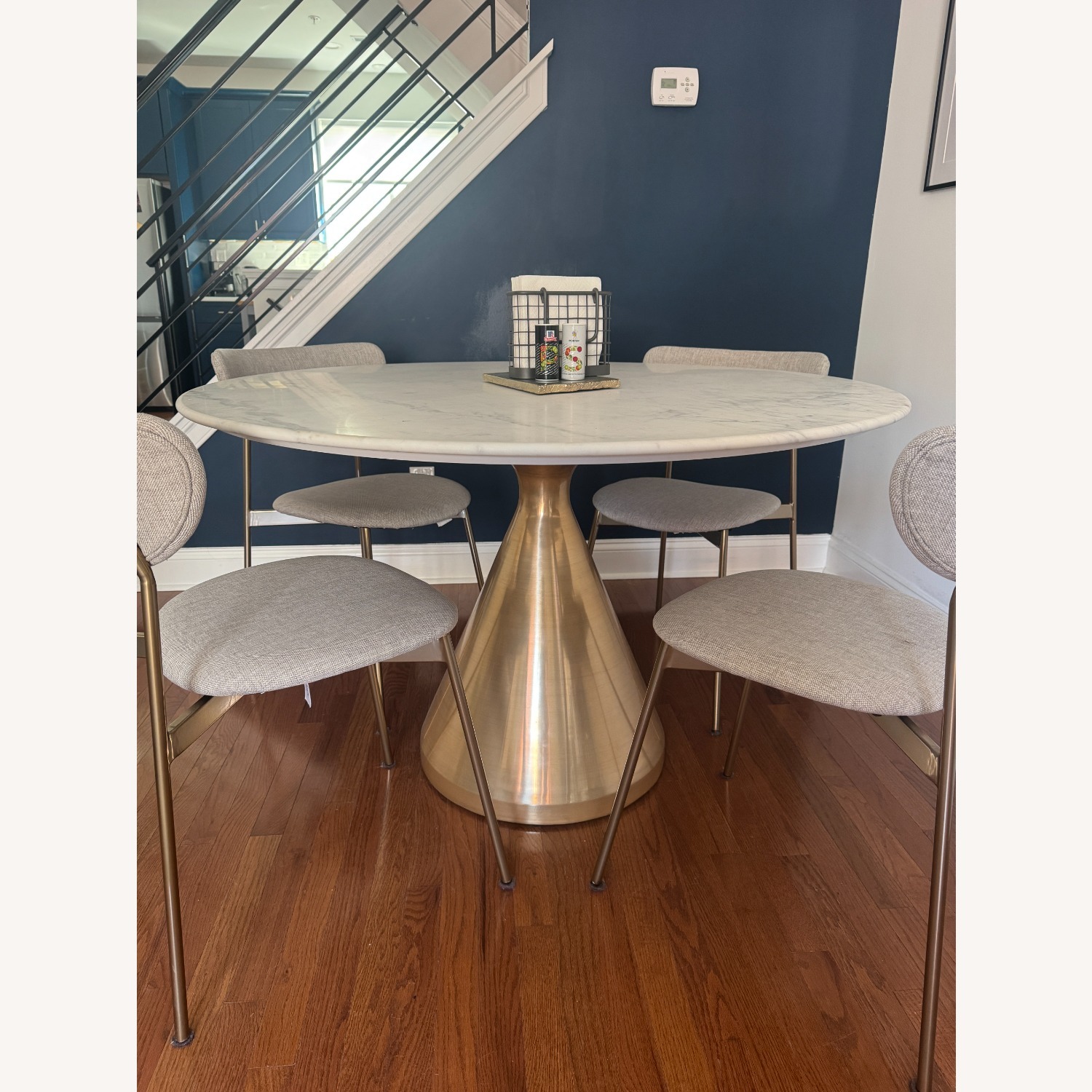 West Elm Silhouette Pedestal Marble Dining Table - image-1