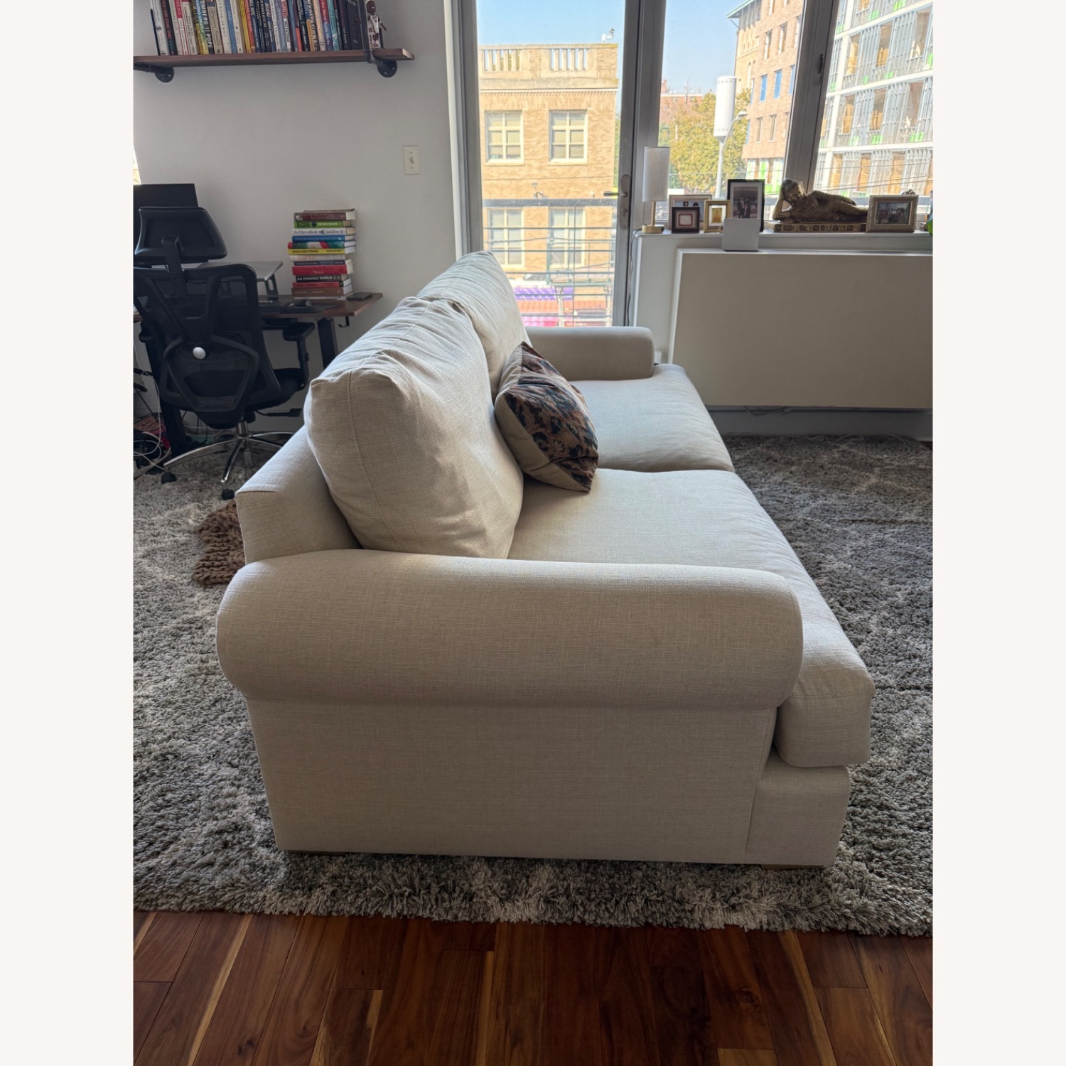 Pottery Barn Canyon Roll Arm Light Brown Fabric 3+ Seater Sofa - image-2