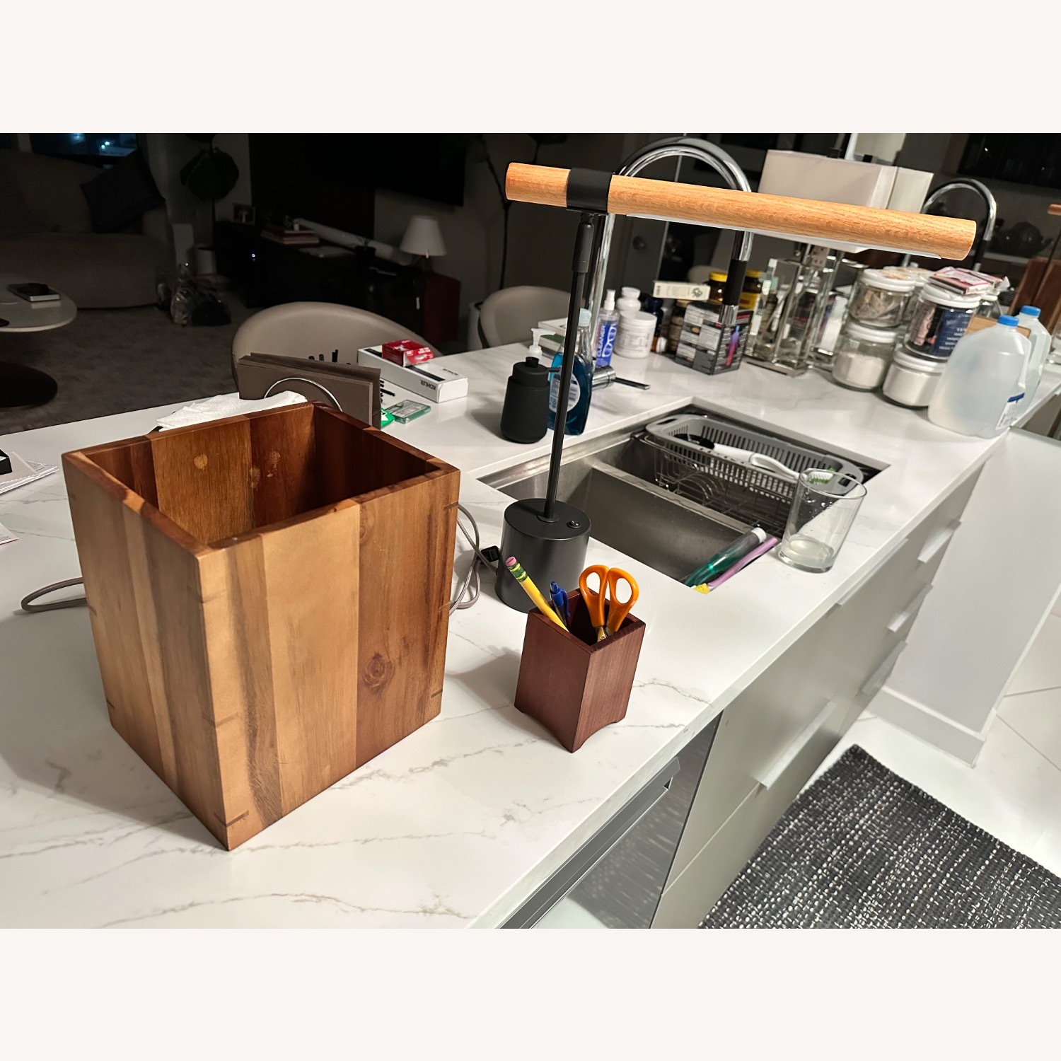 West Elm Wooden Ash Stained Desk Accessories - image-3