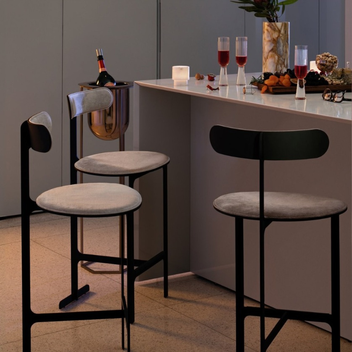 Park Place Bar Stools - Suede Grey (3) - image-2