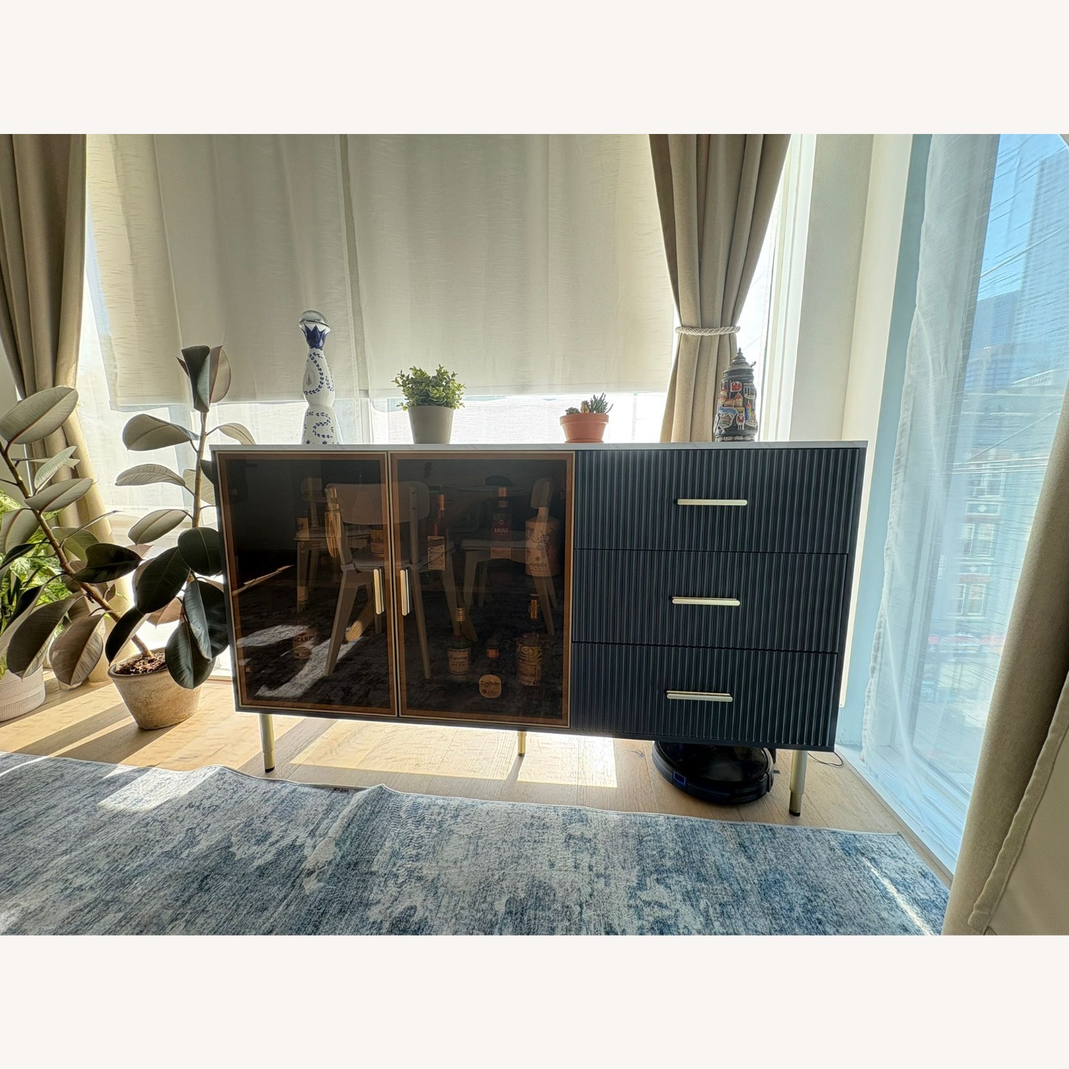 Amazon Blue Wood Bar Cart - image-1