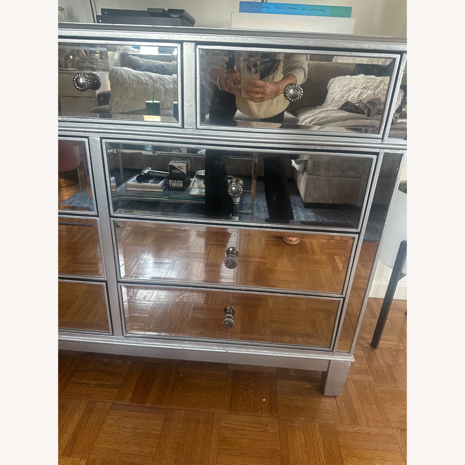 silver glass dresser 6-Drawer Glass Dresser in Silver