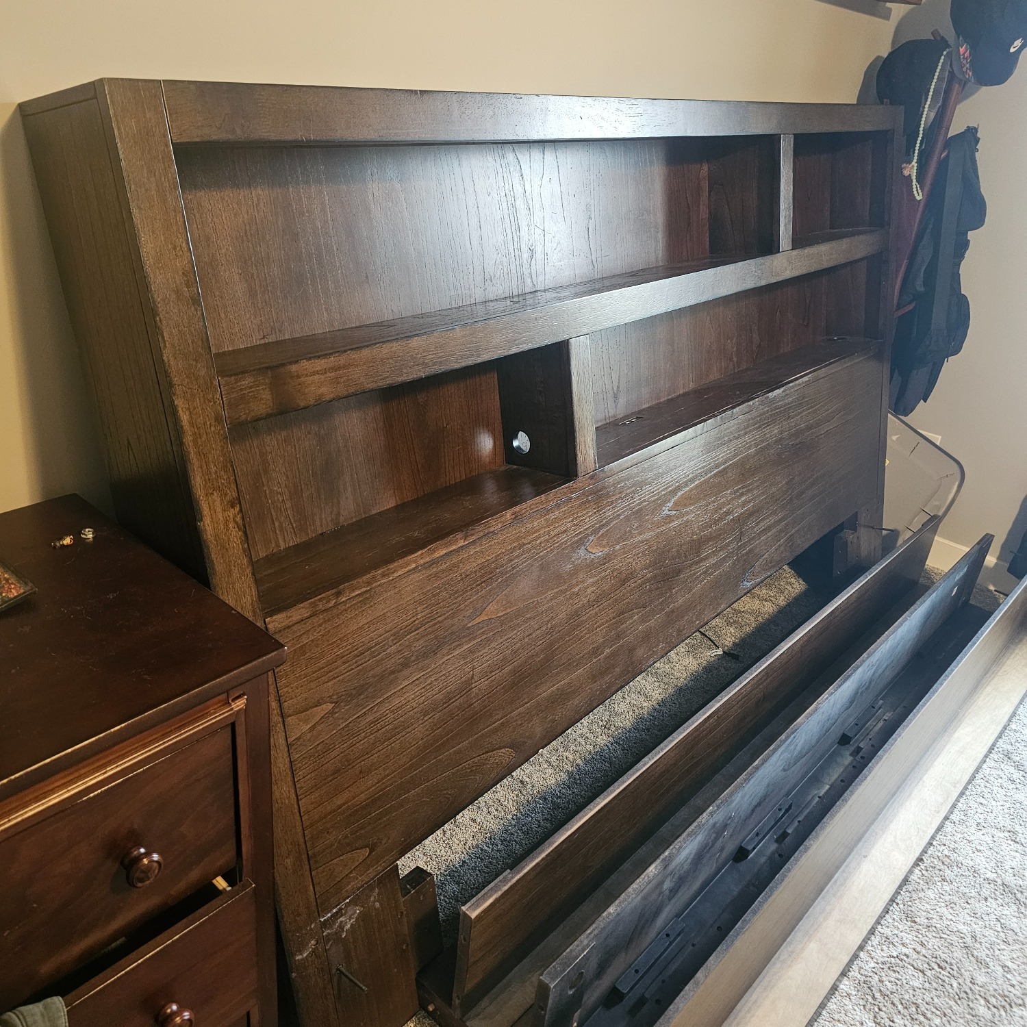 Modern Loft Dark Brown Wood King Bed - image-3