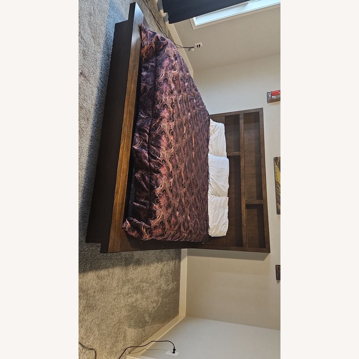 Modern Loft Dark Brown Wood King Bed - image-1