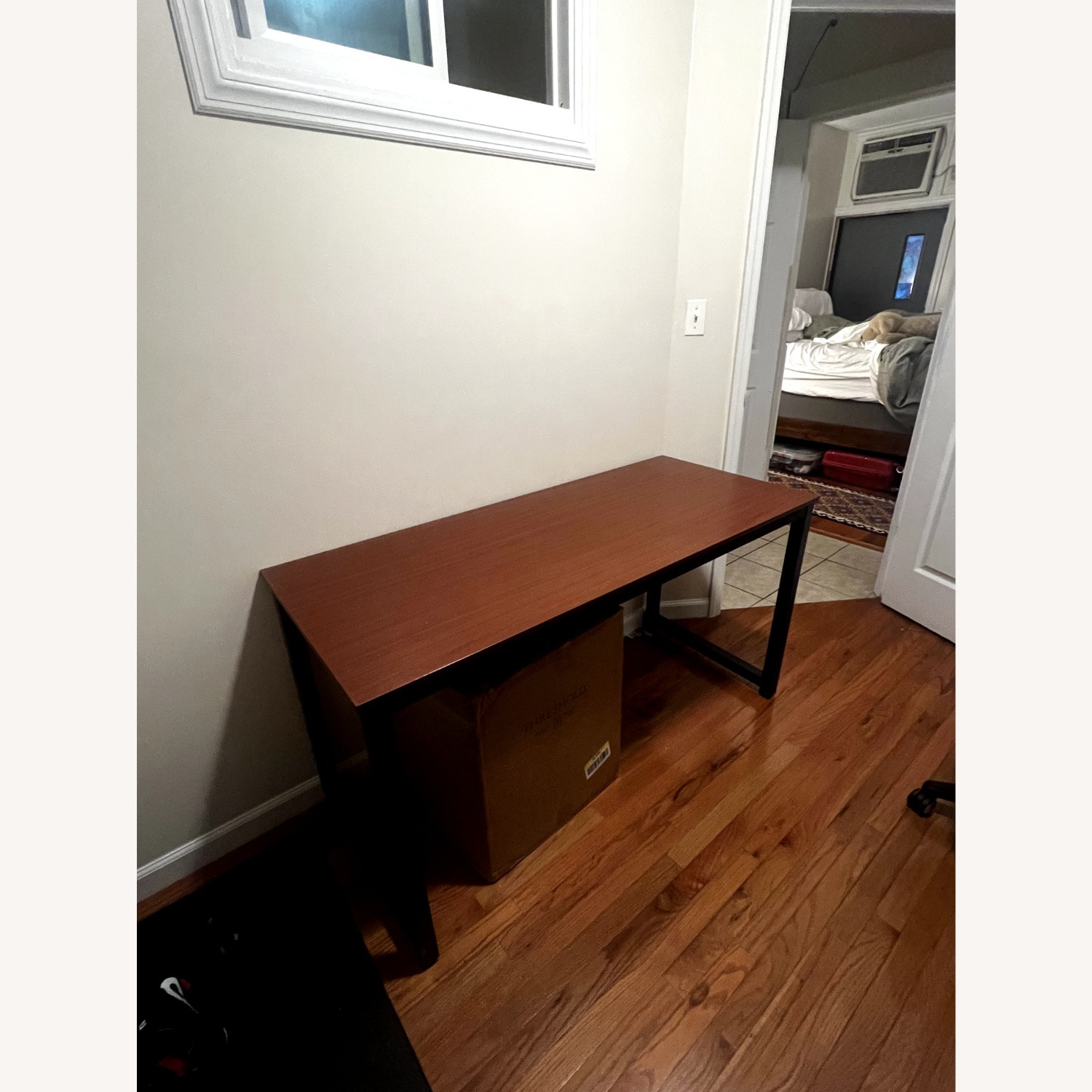 Brown Desk With Metal Legs - image-1
