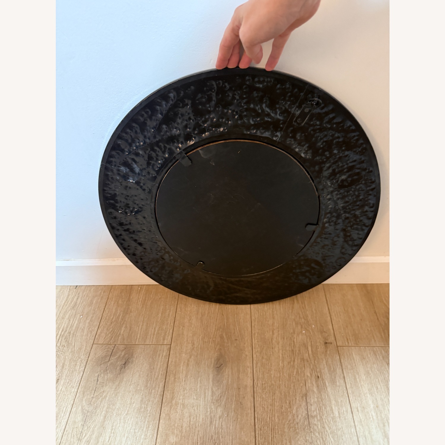 Vintage Round Palm Tree Mirror Hammered Metal - image-2