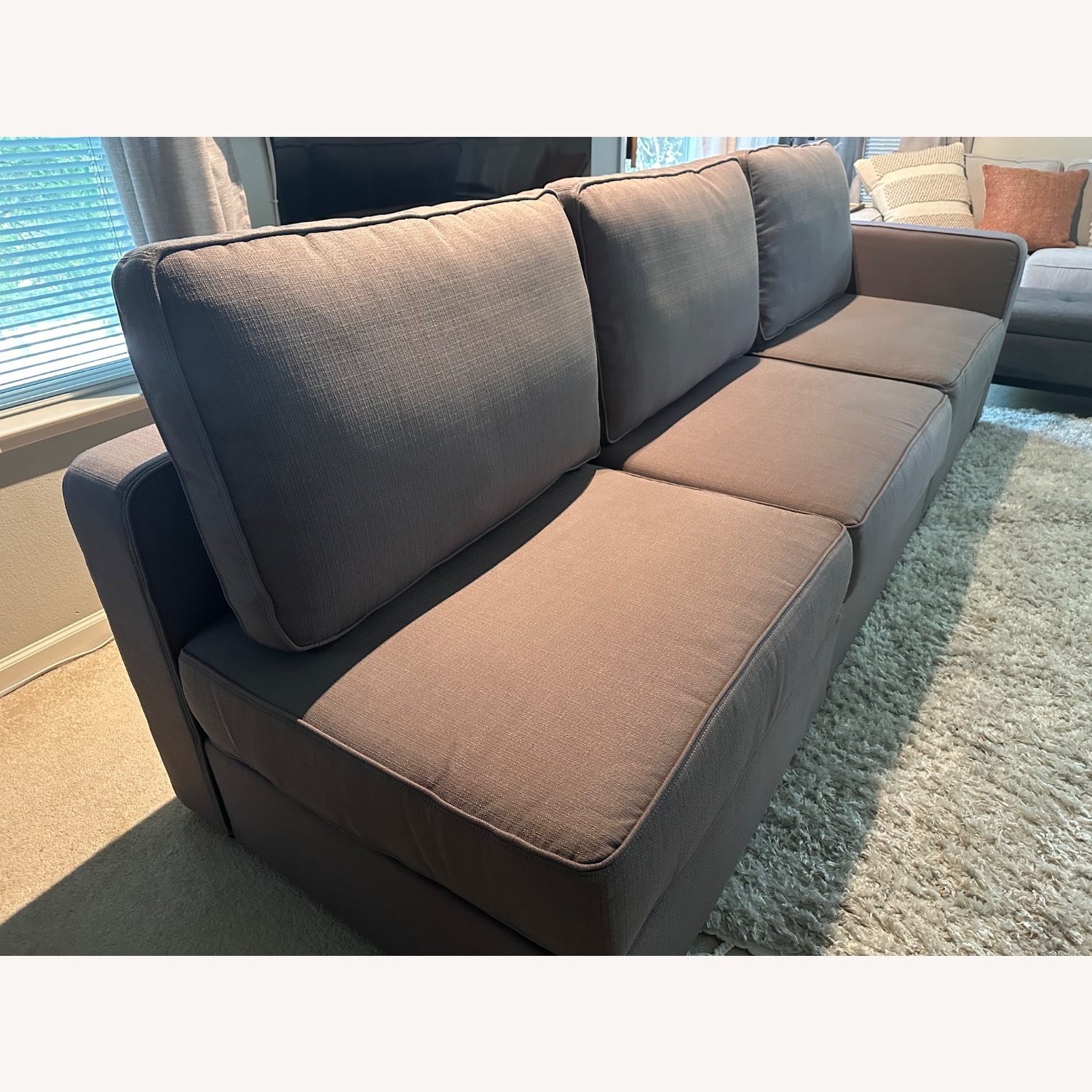Lovesac Sactional Stone Solid Polylinen - image-11