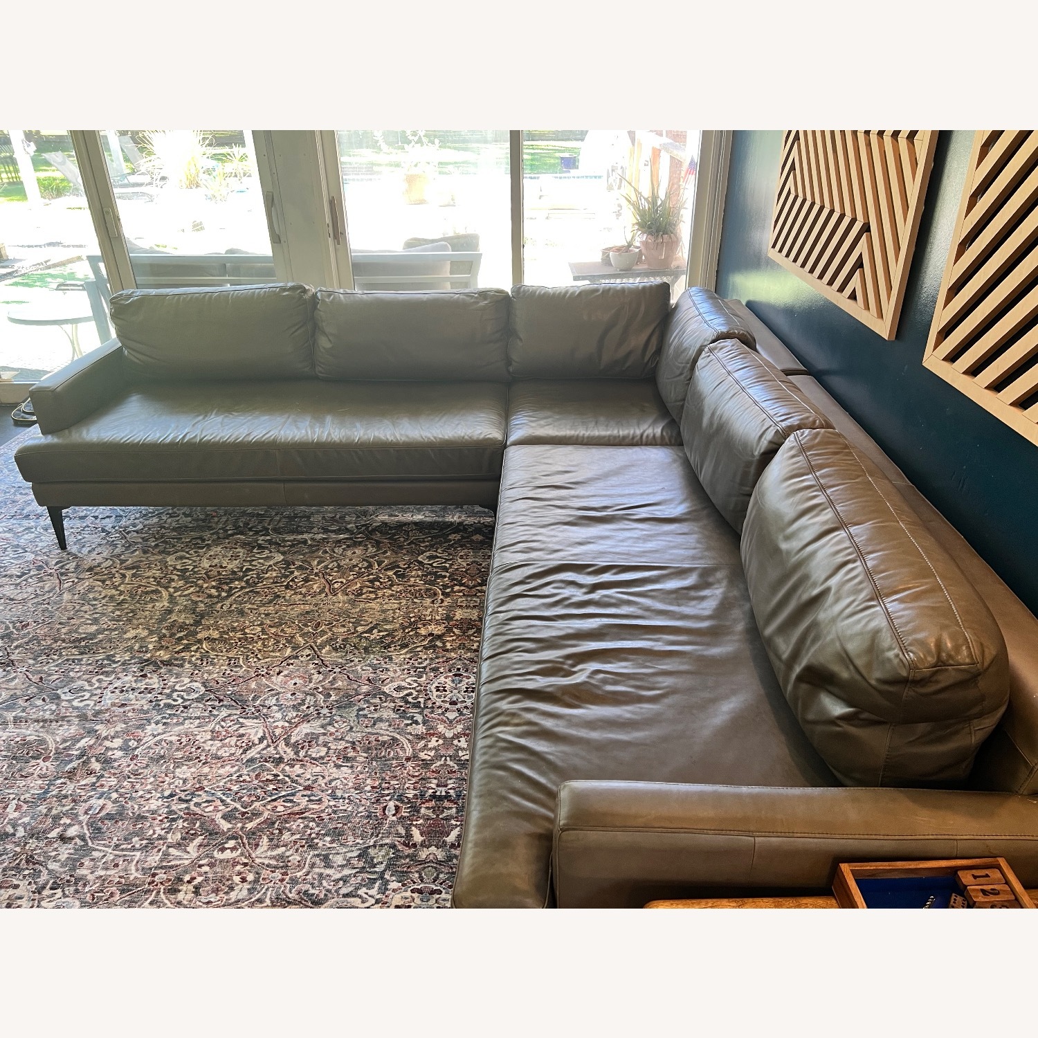 West Elm Andes 105” Leather Andes Sectional - image-4