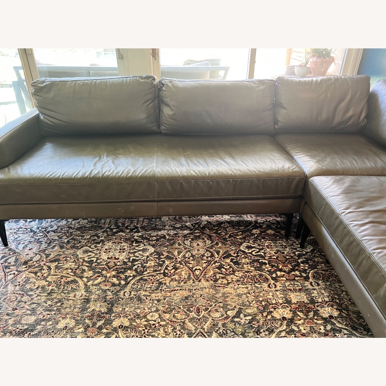 West Elm Andes 105” Leather Andes Sectional - image-3