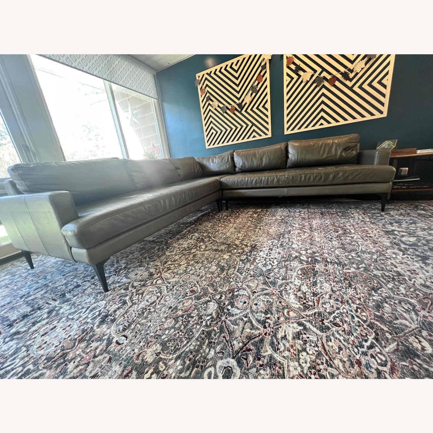 West Elm Andes 105” Leather Andes Sectional - image-2