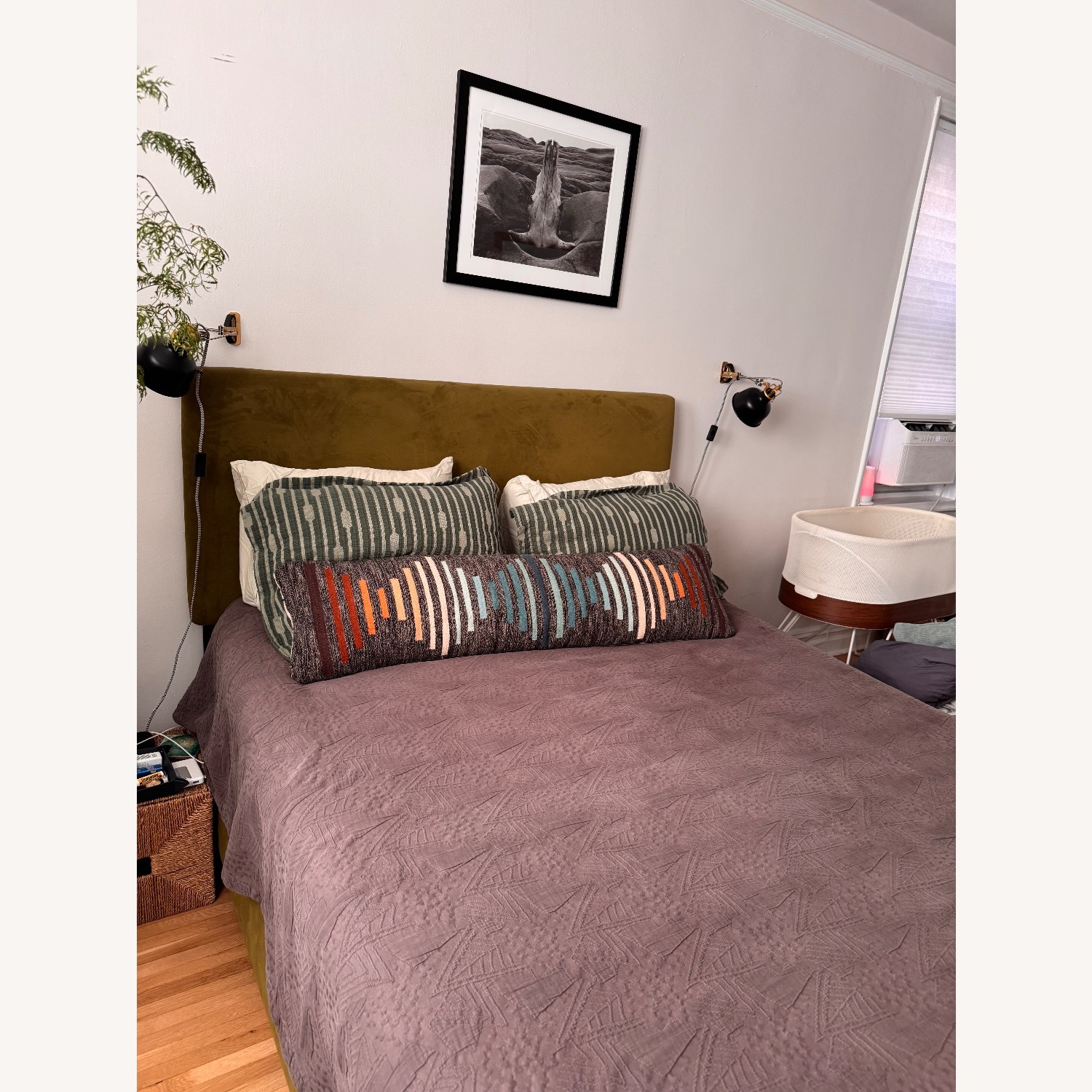  Square Back Green Velvet Queen Bed - image-4