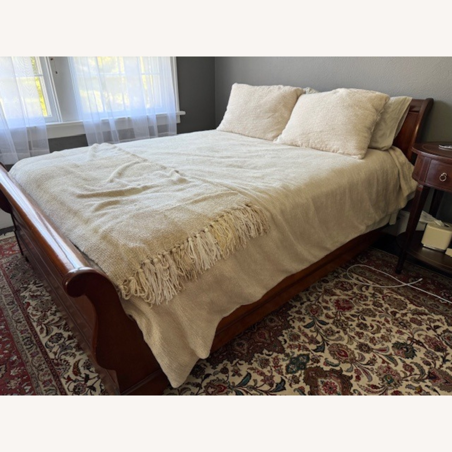 Grange Dark Brown Wood Queen Bed - image-5