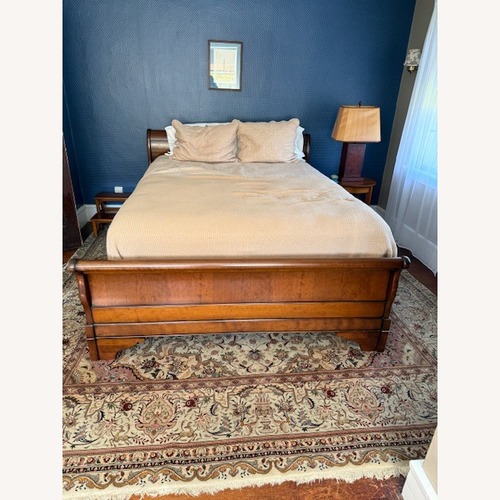 Used Grange Dark Brown Wood Queen Bed for sale on AptDeco