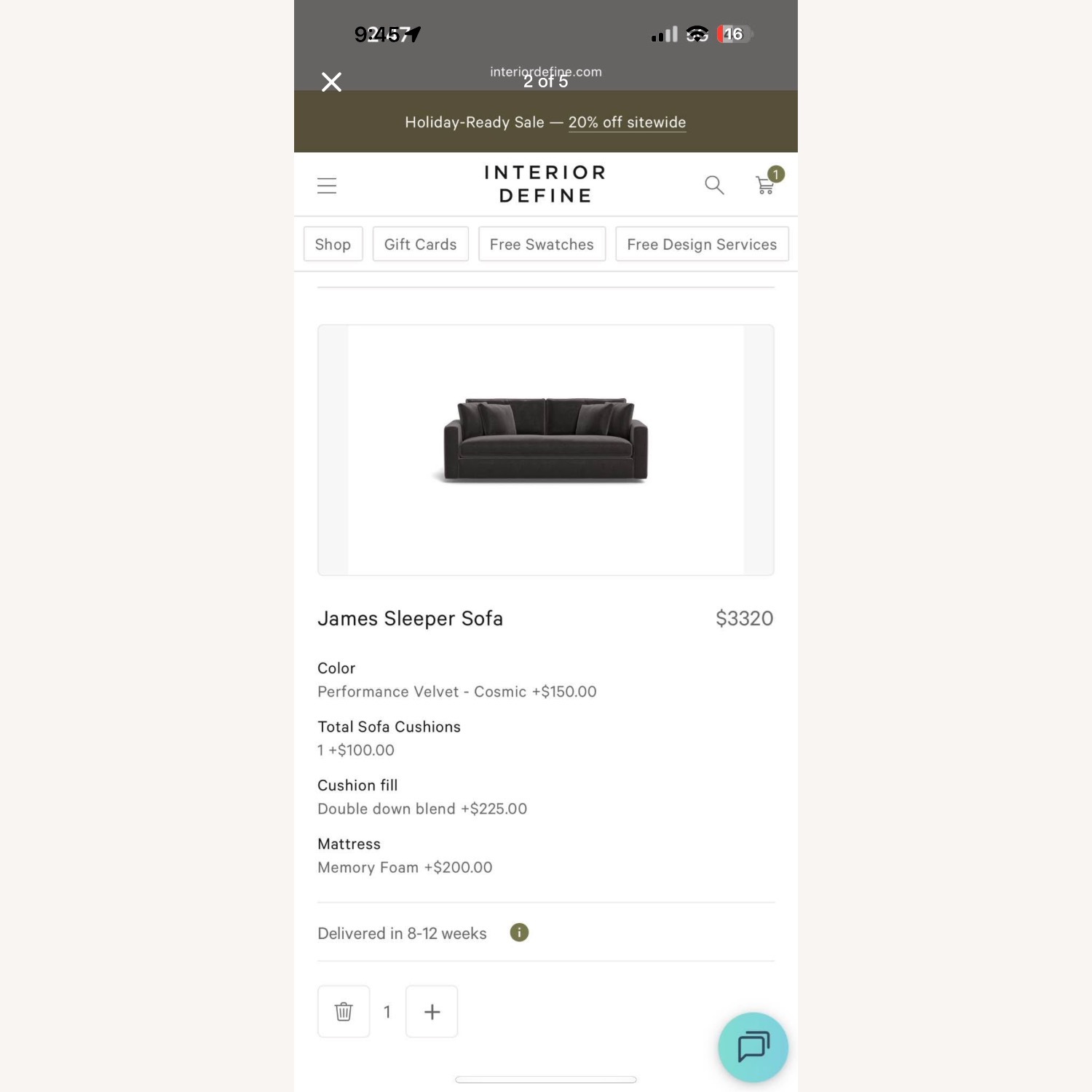 Interior Define James Sleeper Sofa - image-1