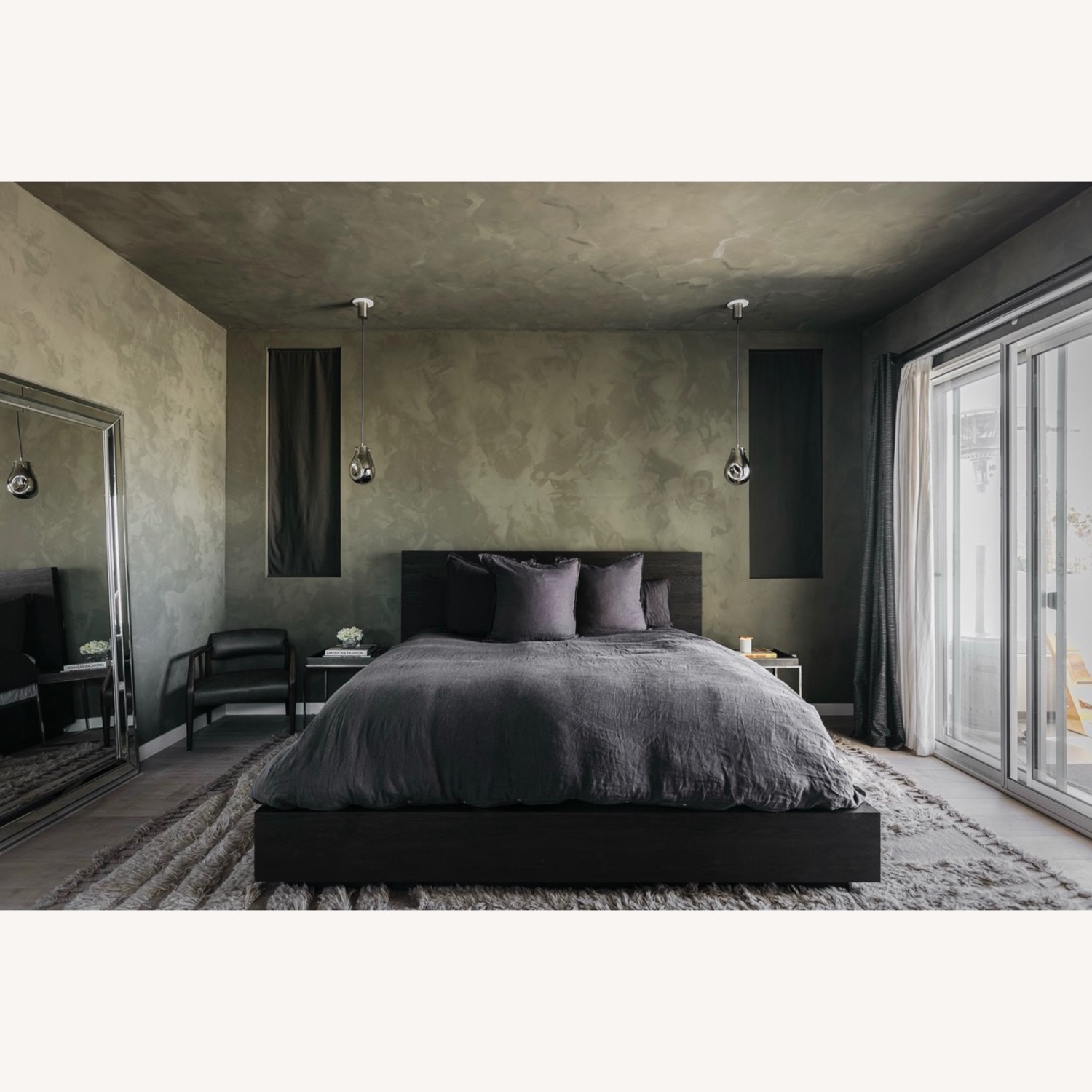 Restoration Hardware Black Machinto Panel Bed - image-1