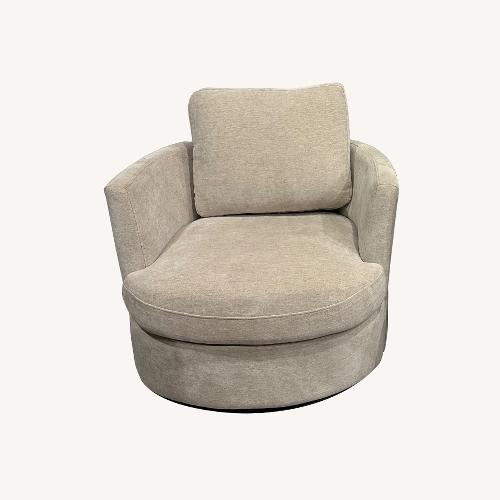 Used Polyester Slipcovered Swivel Barrel Chair for sale on AptDeco