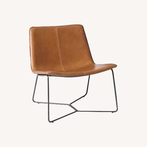 Used West Elm Slope Light Brown Leather Accent Chair for sale on AptDeco