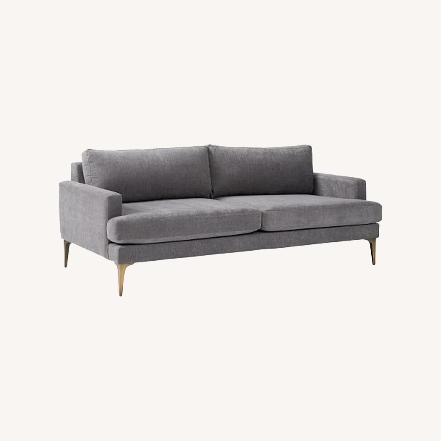 West Elm Andes Dark Gray Velvet 3+ Seater Sofa - image-0