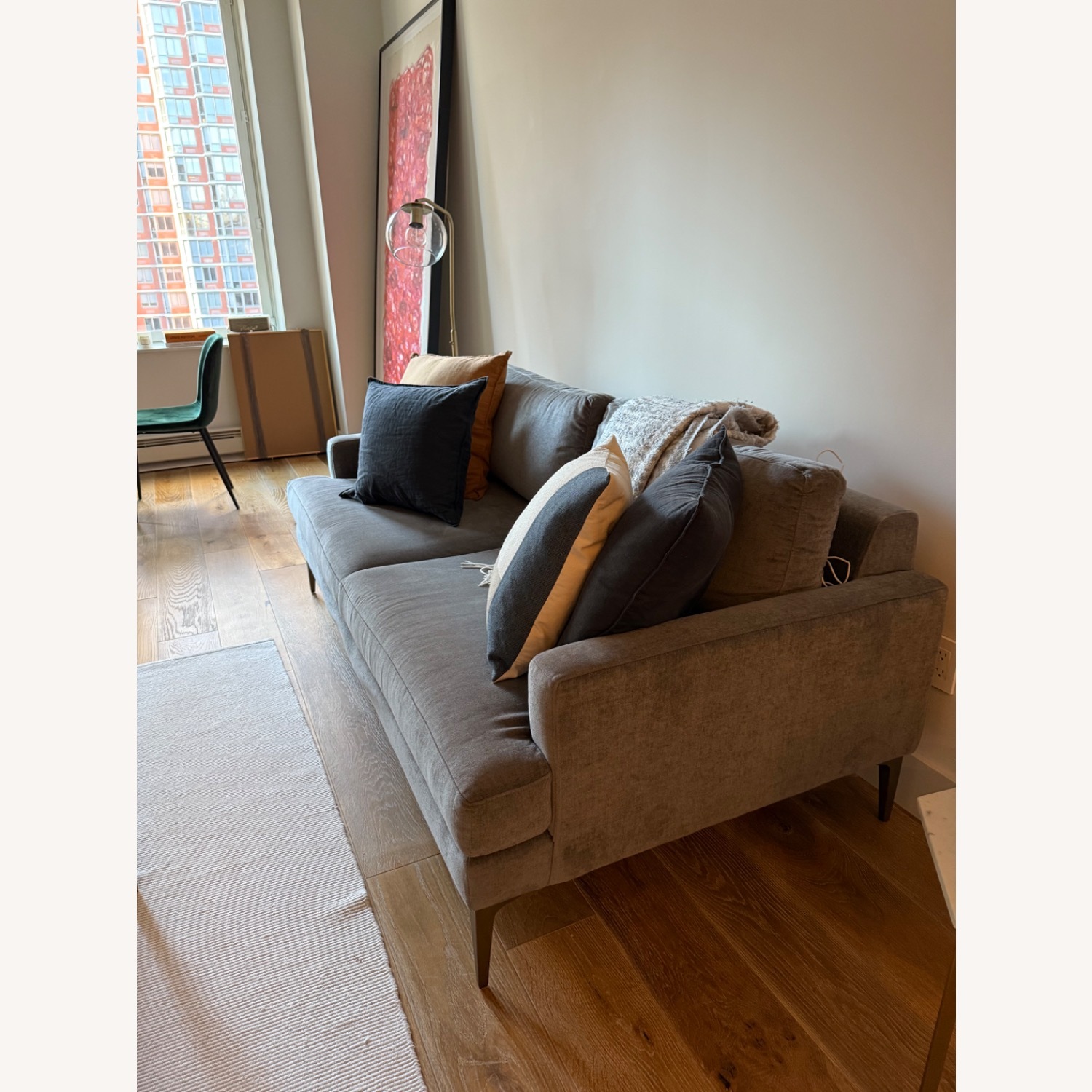 West Elm Andes Dark Gray Velvet 3+ Seater Sofa - image-3