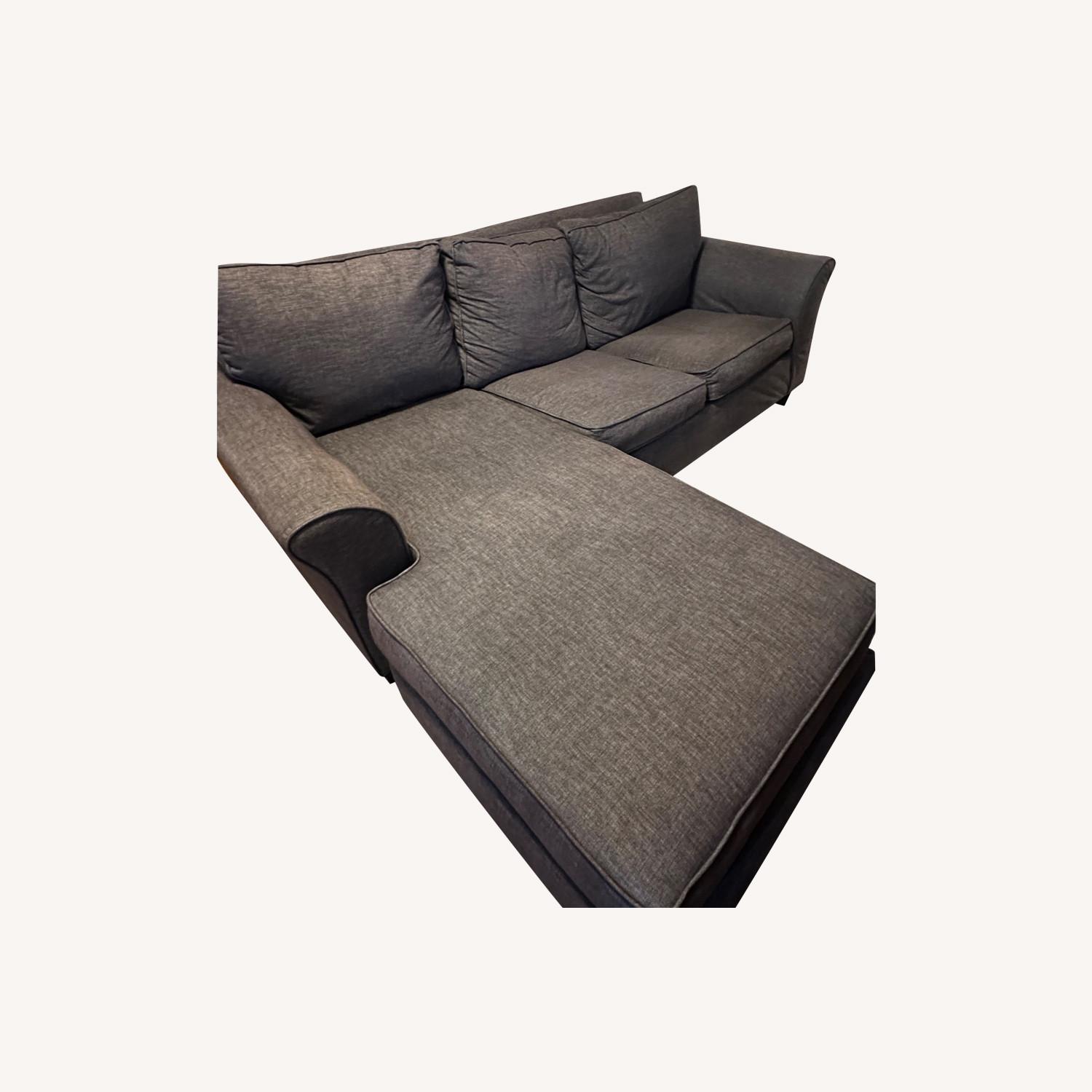 Raymour & Flanigan Dark Gray Fabric Chaise Lounge - image-0