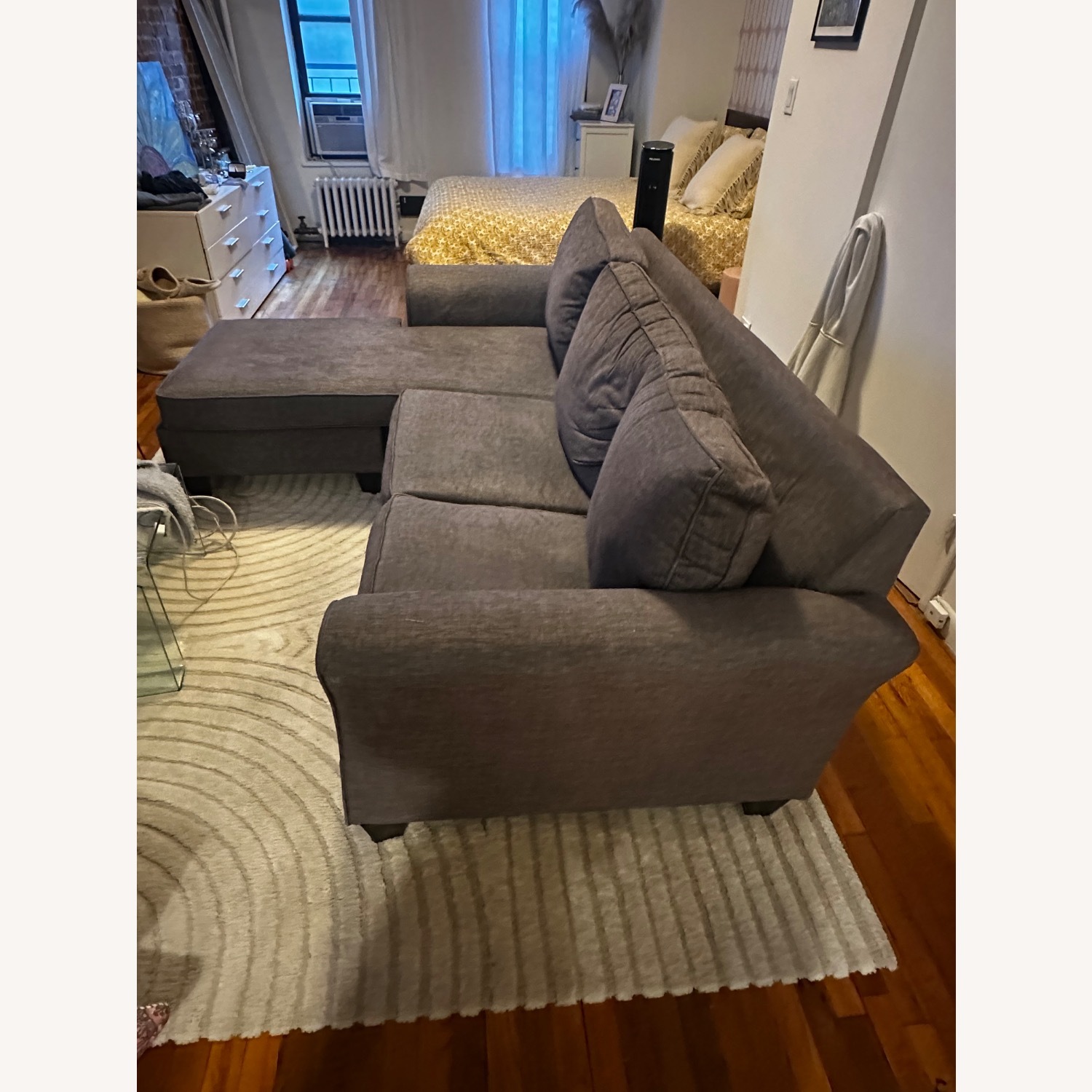 Raymour & Flanigan Dark Gray Fabric Chaise Lounge - image-2