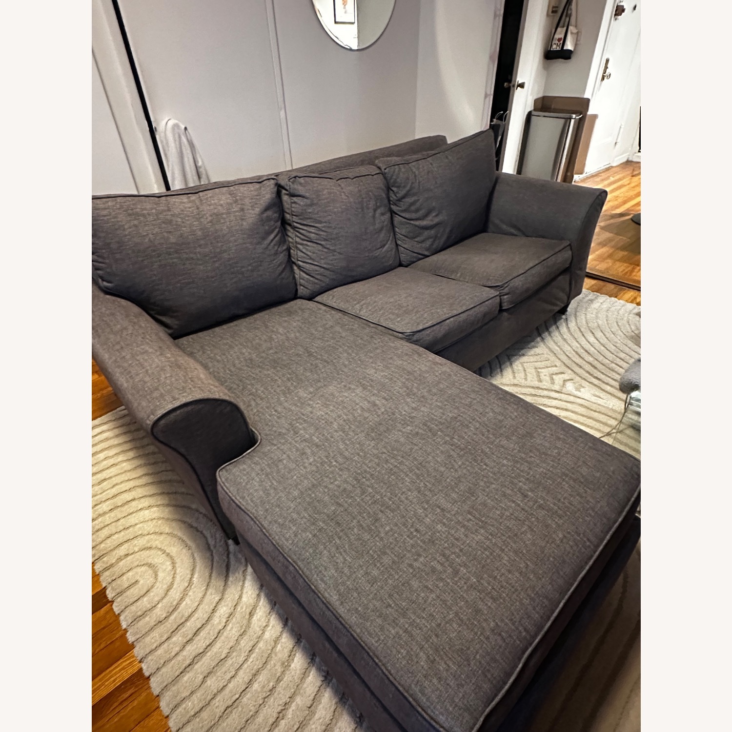 Raymour & Flanigan Dark Gray Fabric Chaise Lounge - image-1