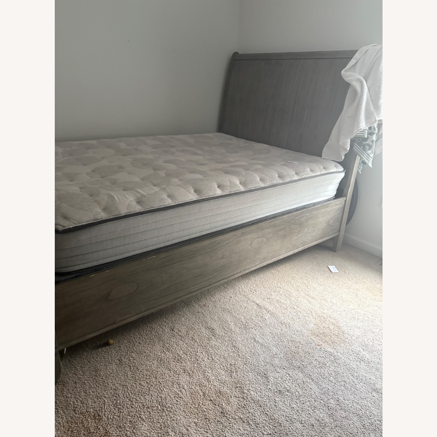 Light Gray Wood Queen Bed - image-1