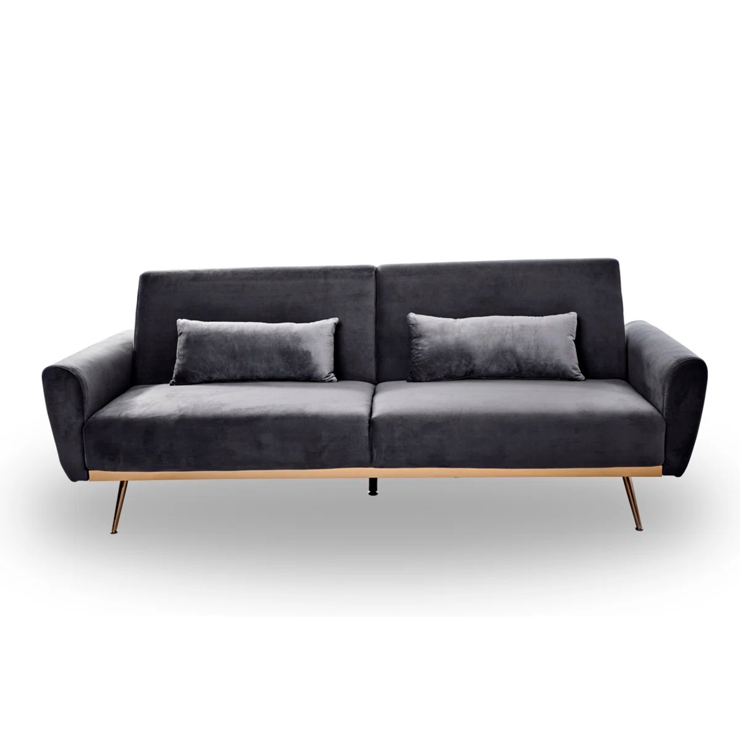 Chillax Dark Gray Velvet Sleeper Sofa - image-4