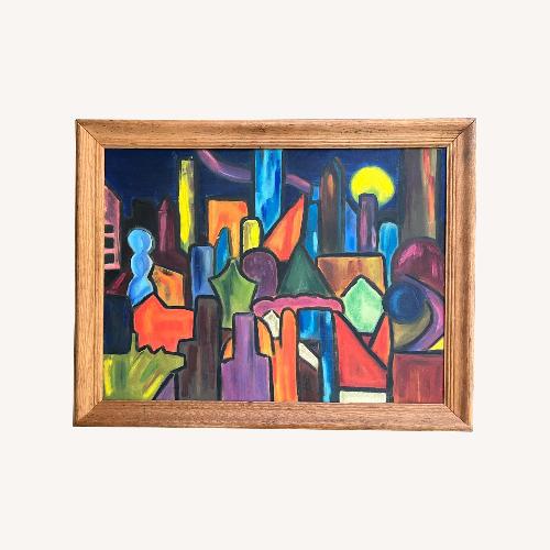 Used Mid Century Abstract Cityscape Painting for sale on AptDeco