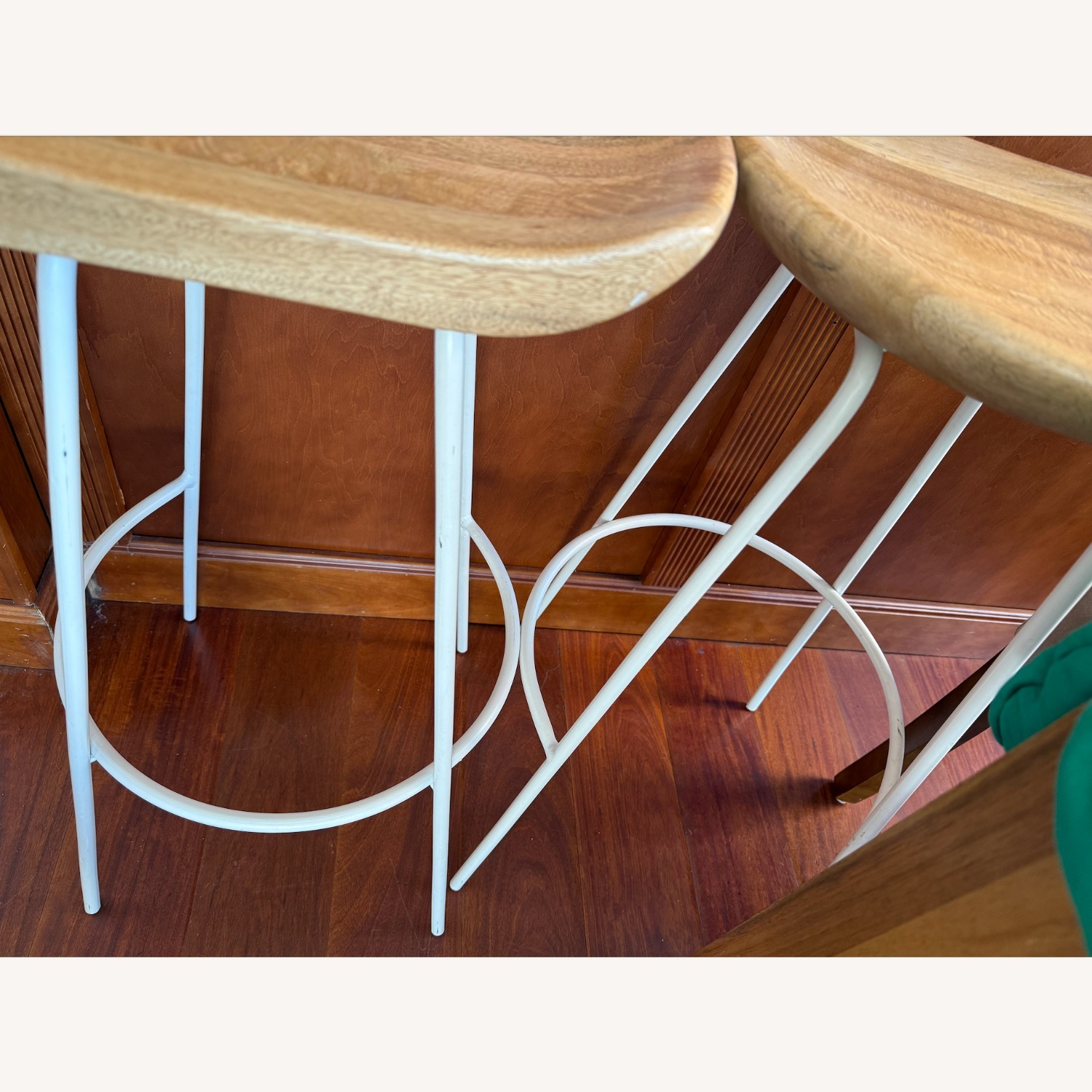 West Elm Alden Natural Wood/White Stools 30"H - image-3