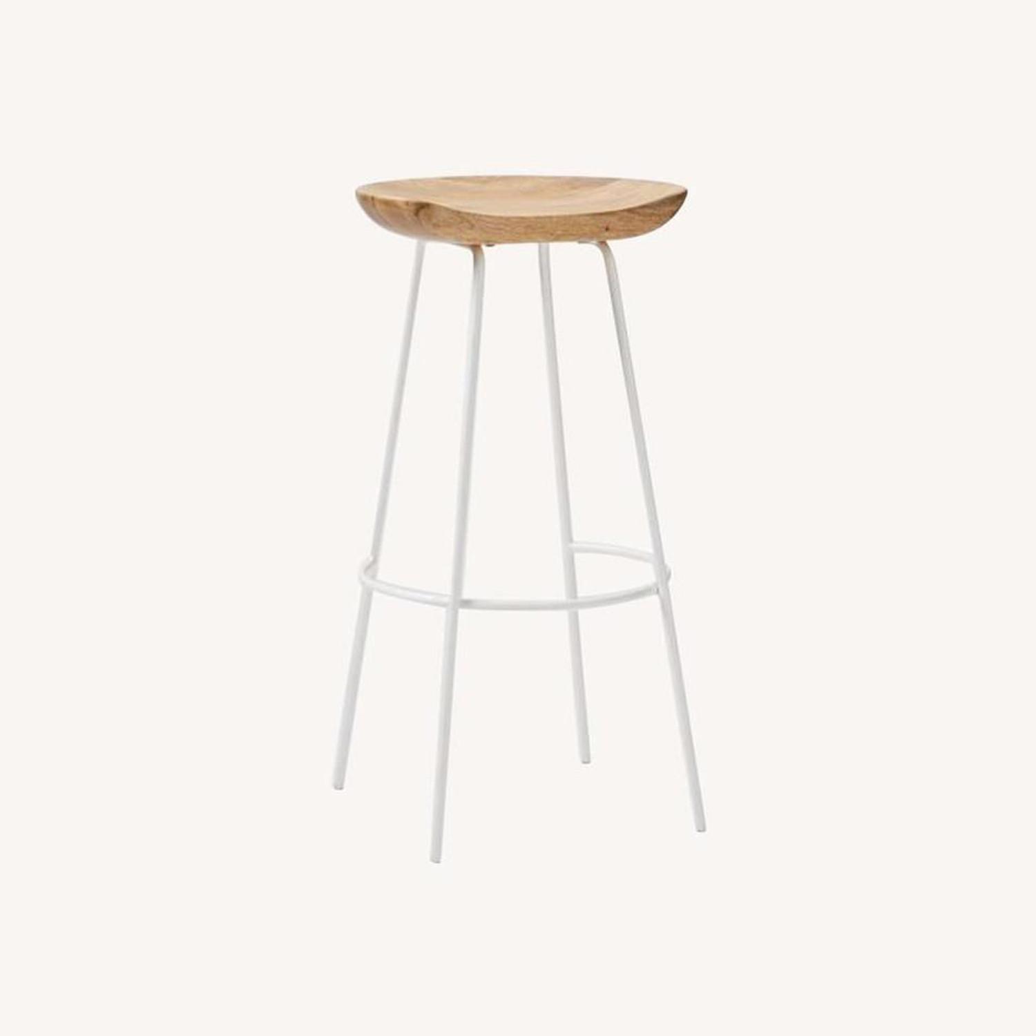 West Elm Alden Natural Wood/White Stools 30"H - image-0