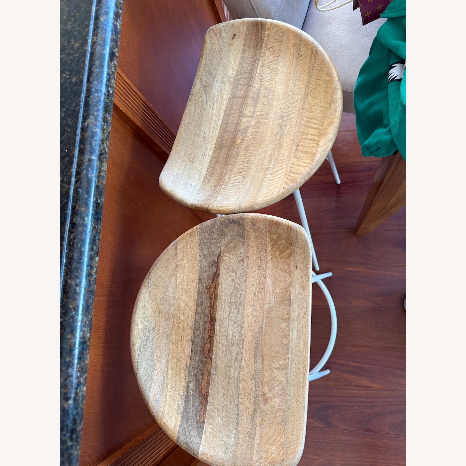 West Elm Alden Natural Wood/White Stools 30"H - image-4