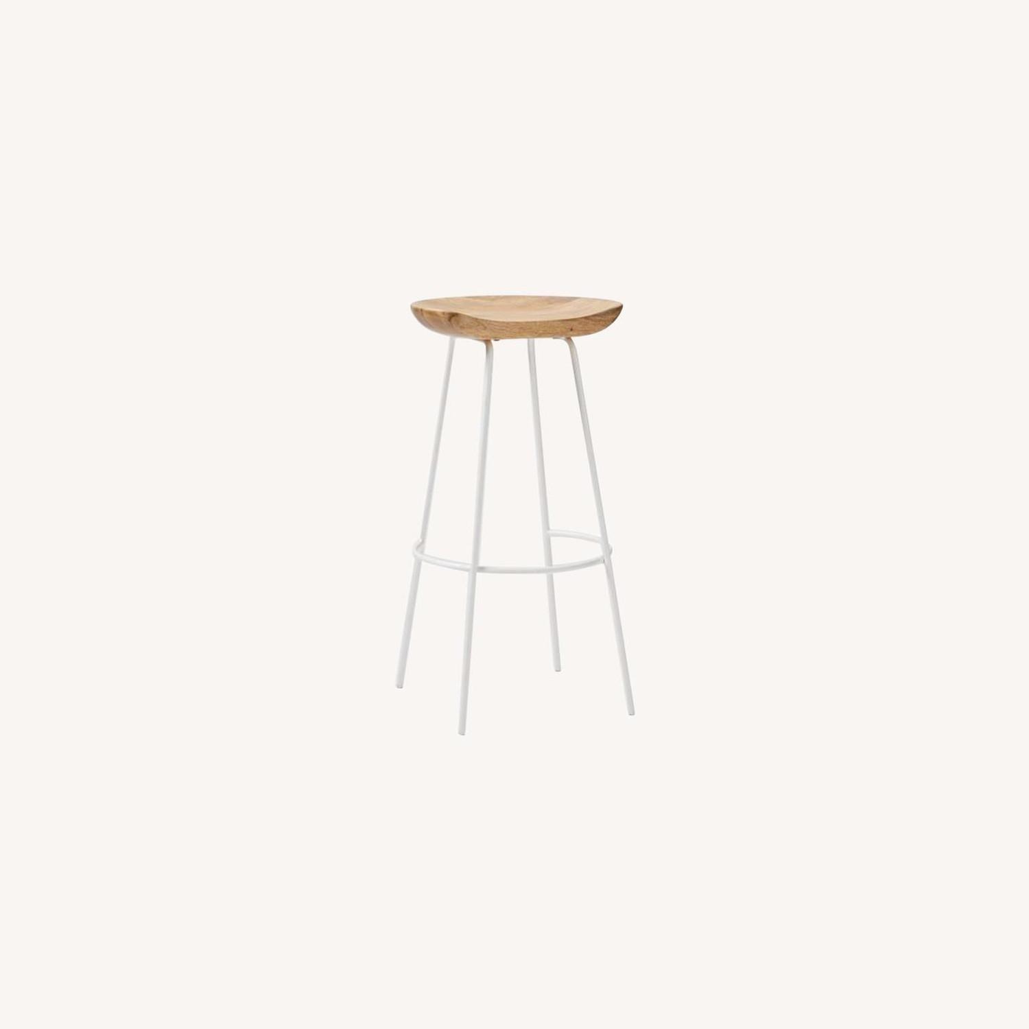 West Elm Alden Natural Wood/White Stools 30"H - image-2
