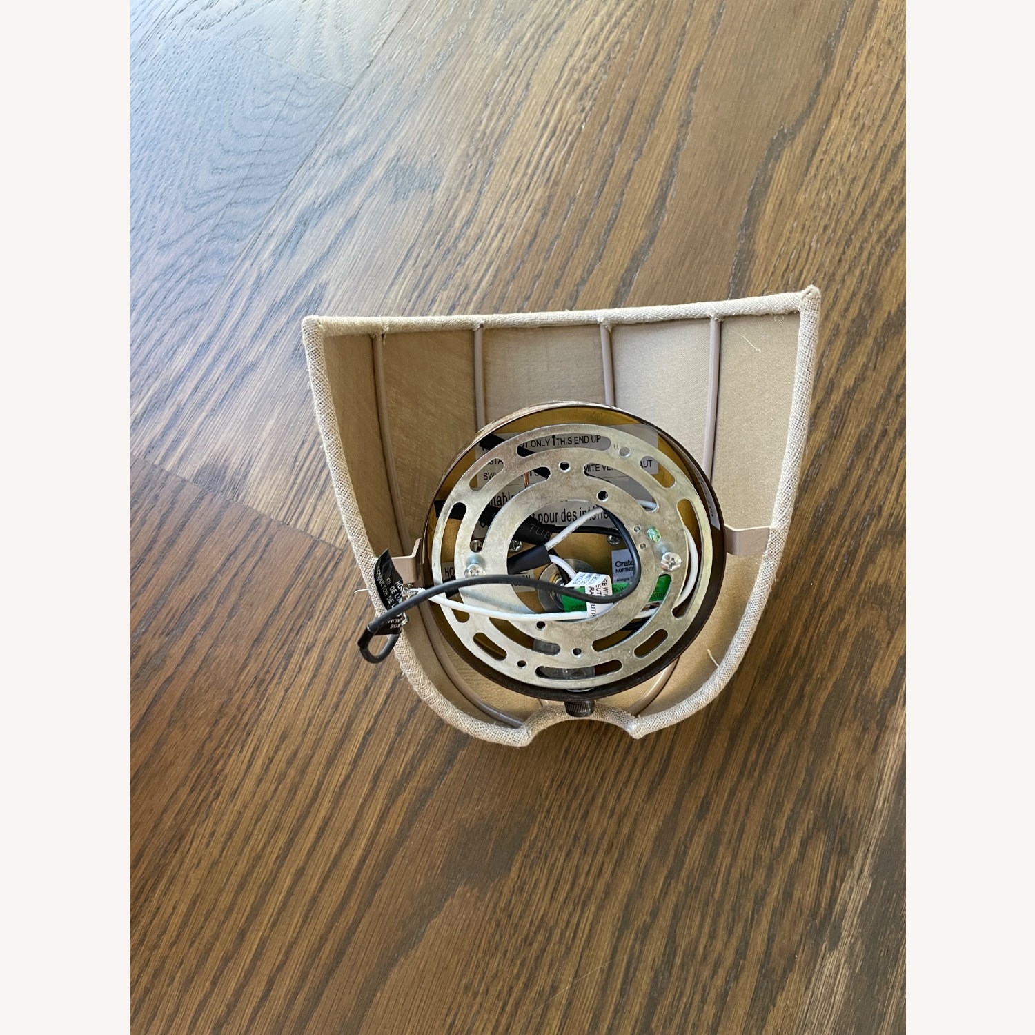 Crate & Barrel Natural Linen Wall Lamp - image-7