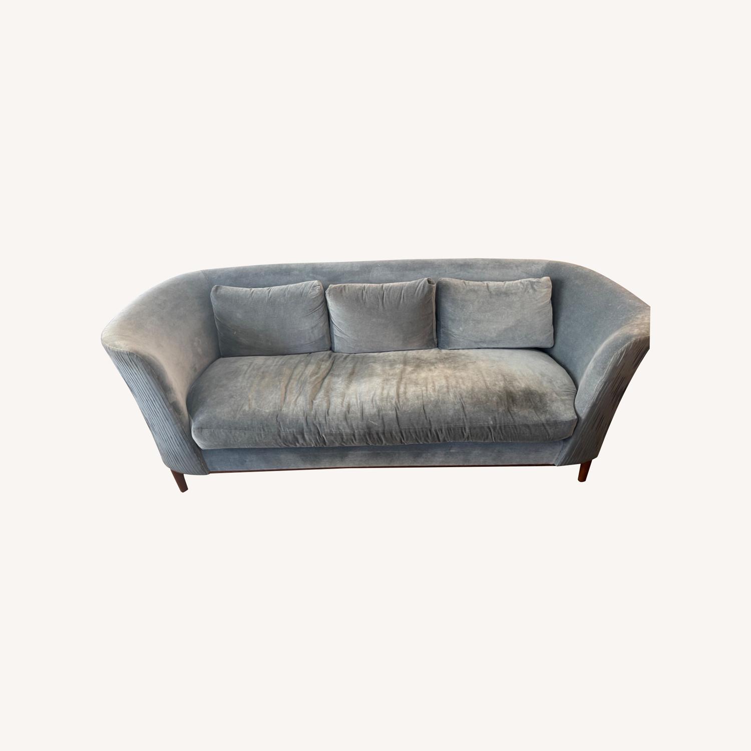 Luxury Custom Blue Velvet Sofa - image-0